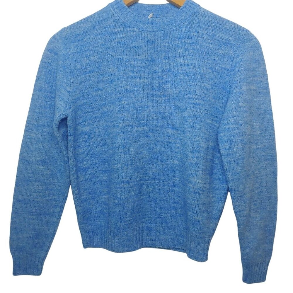Vintage Sears Woman S Wintuck Acrylic Sweater Pullover Blue Hipster Grandpa EUC